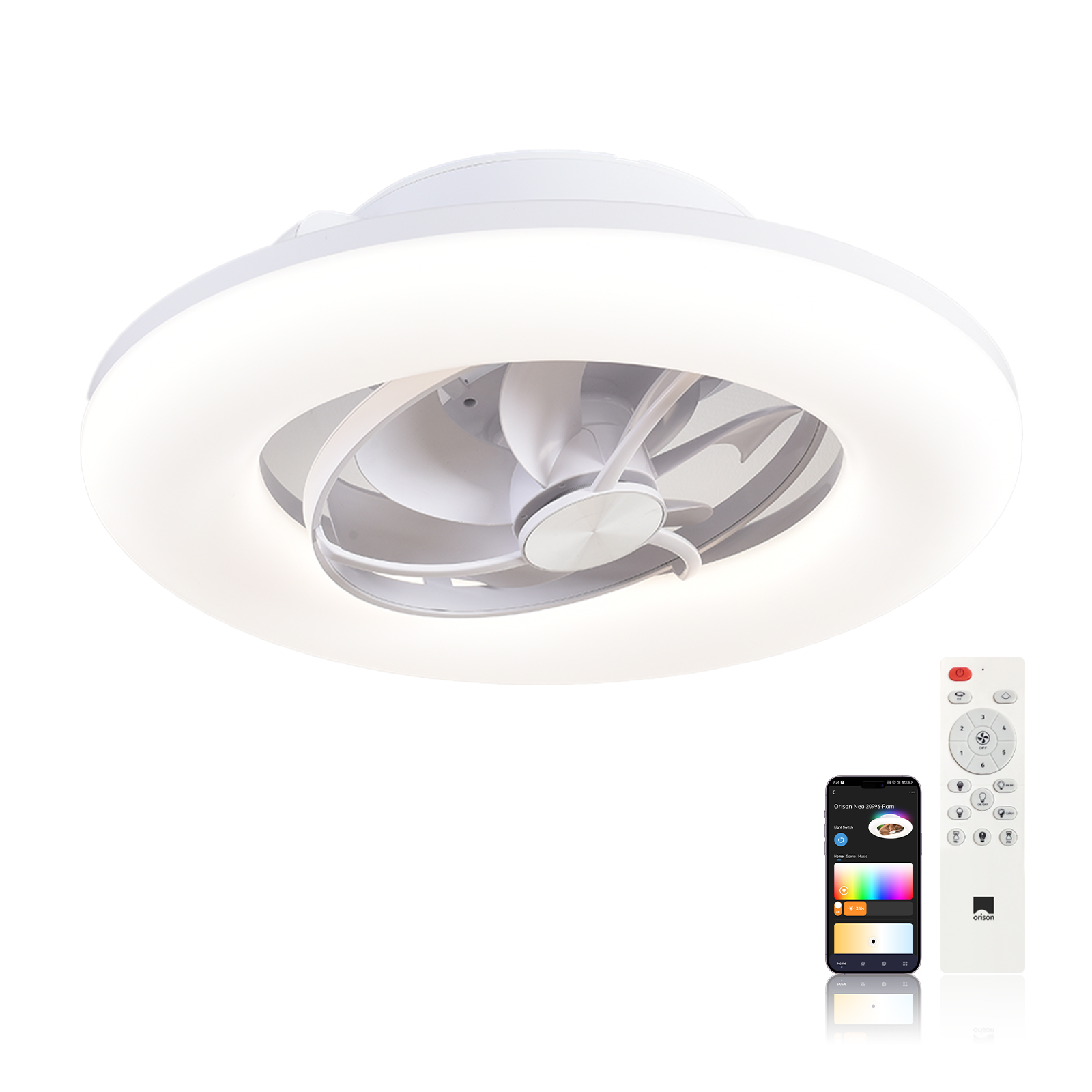 Smart Bathroom Fan - 오리손 22인치 360 ° 조명이 있는