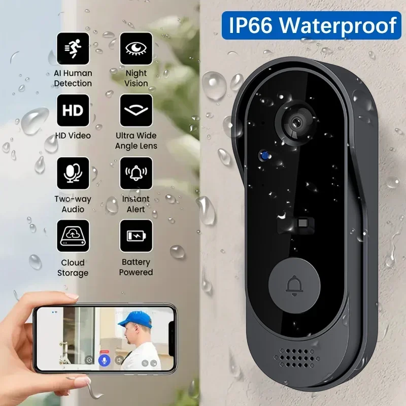 Smart Home Project - 비디오 HD 무선 방수 도어벨 카메라,