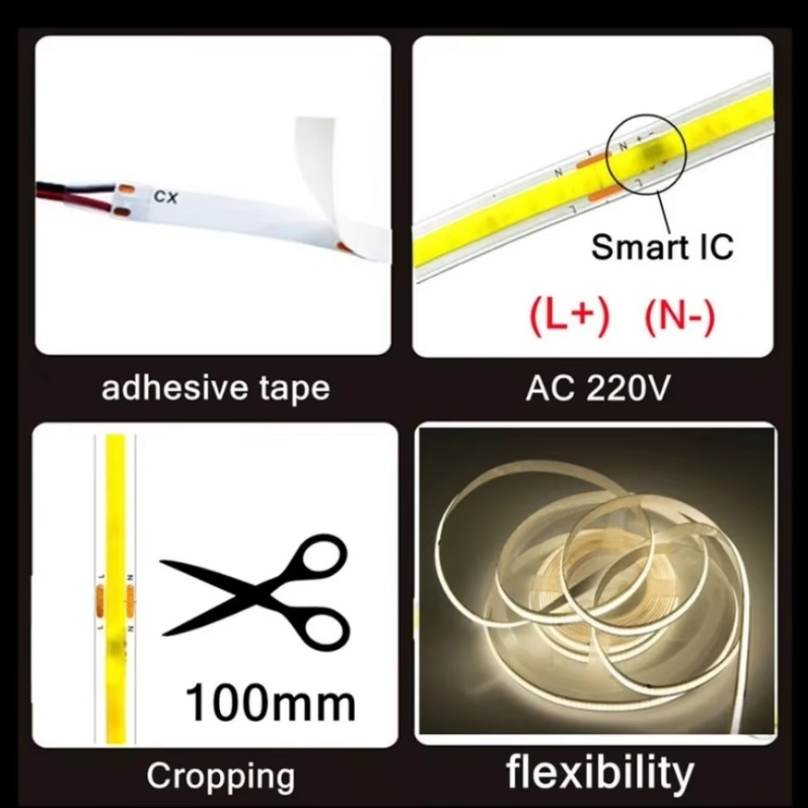 1-5m COB LED 조명 스트립 220V 유연한 테 - Smart Home Living Room 리뷰 및 가격