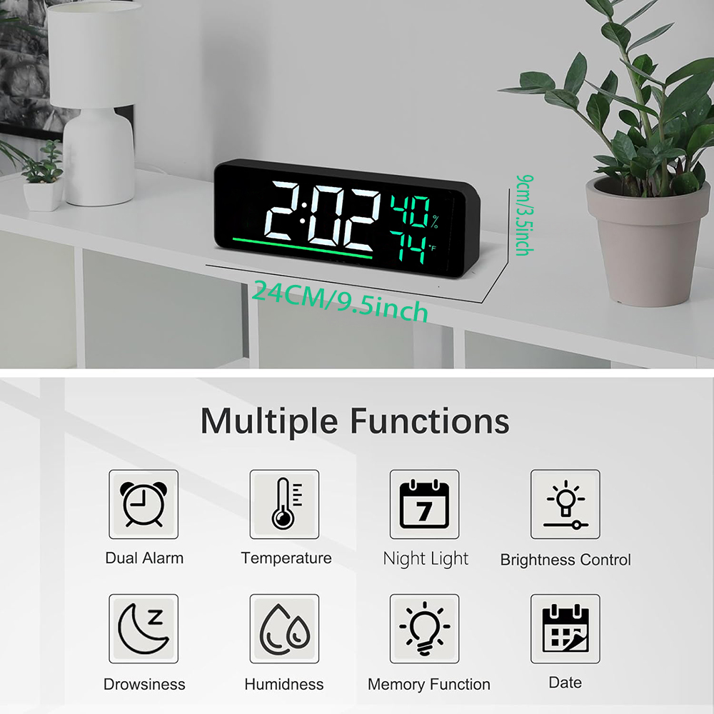 LED 디지털 벽시계, 온도 습도 표시, 초대형 9.5 - Smart Home Living 리뷰 및 가격