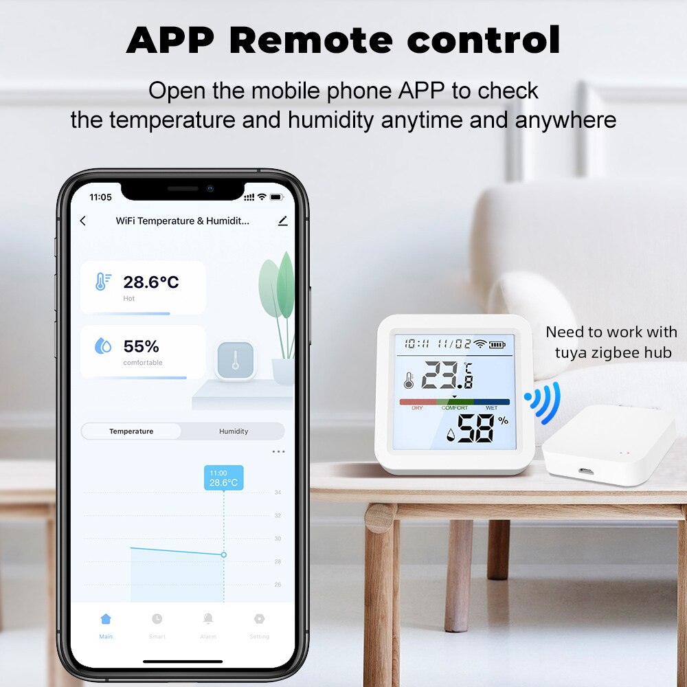 투야 지그비 스마트 홈 온도 습도 센서, 백라이트 LC - Smart Home Living 리뷰 및 가격