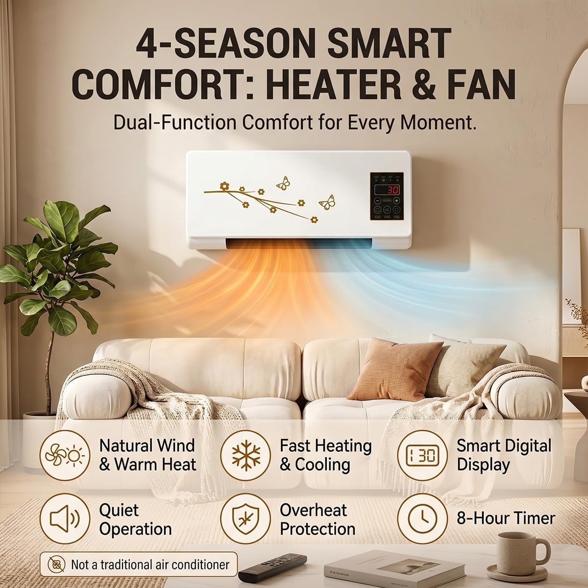 휴대용 벽걸이형 에어컨 팬, 2 in 1 무덕트 미니  - Smart Bathroom Fan 리뷰 및 가격