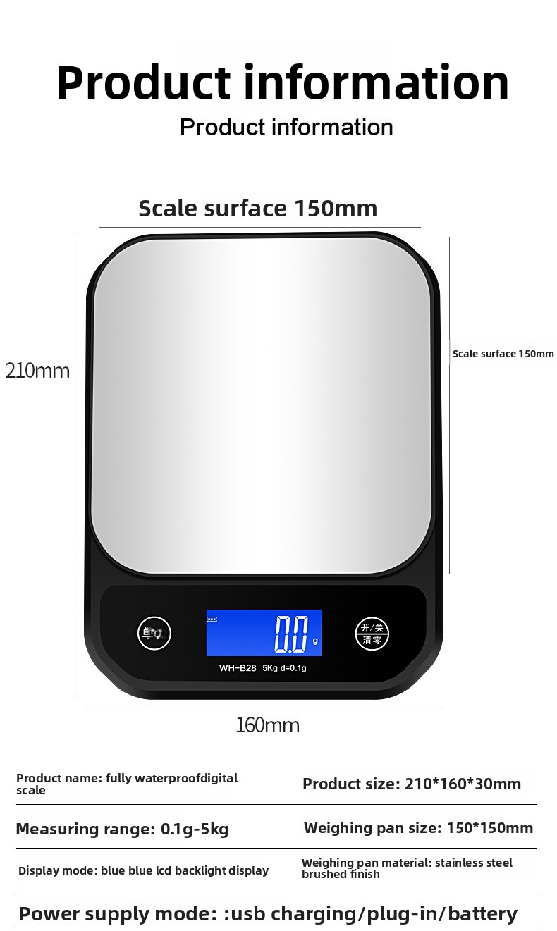 B28 5kg 0.1g 방수 충전식 가정용 정밀 주방  - Smart Home Utensils 리뷰 및 가격