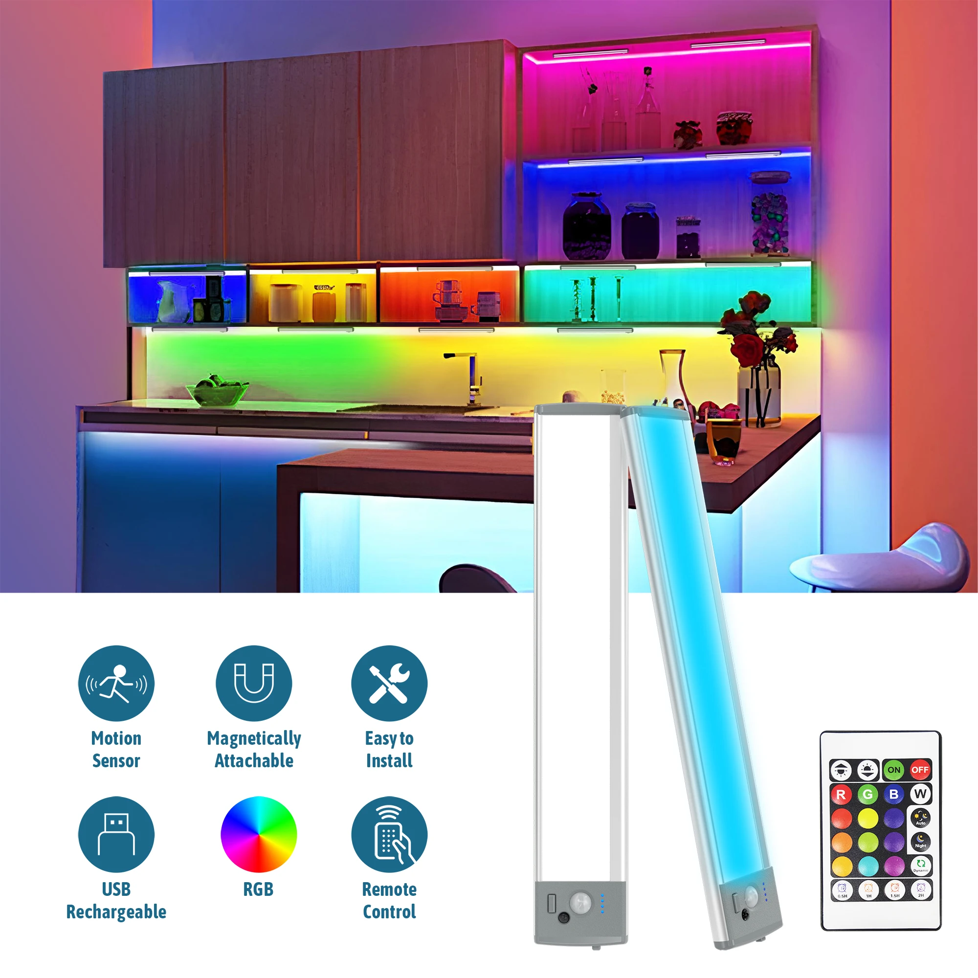스마트 충전식 컬러 조명, 리모컨 야간 조명, 캐비닛  - Smart Home Living 리뷰 및 가격